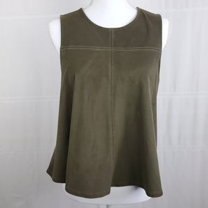 Chloe & Katie faux suede green sleeveless top L